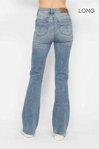 Judy Blue High Waist Tummy Control Back Pocket Embroidery Bootcut Denim Jeans 88783 - 3 Inseam Options