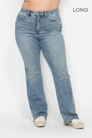 Judy Blue High Waist Tummy Control Back Pocket Embroidery Bootcut Denim Jeans 88783 - 3 Inseam Options