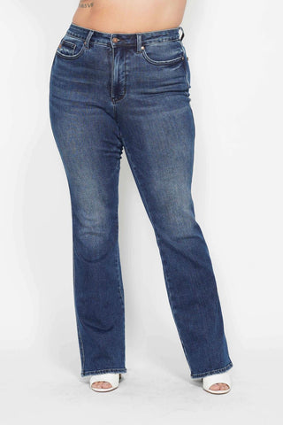 Judy Blue High Waist Tummy Control Back Pocket Embroidery Bootcut Denim Jeans 88786 - 3 Inseam Options
