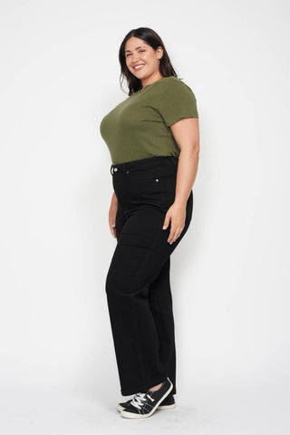 Judy Blue High Waist Tummy Control Black Classic Straight Denim Jeans 88866