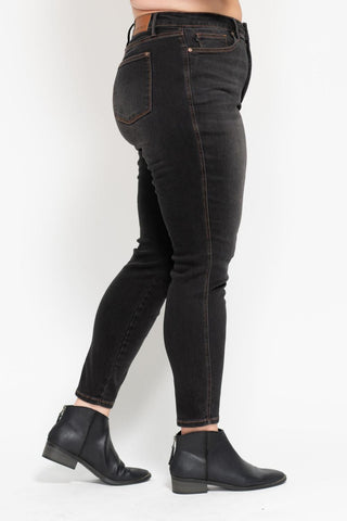 Judy Blue High Waist Tummy Control Black Wash & Contrast Thread Skinny Denim Jeans 88768