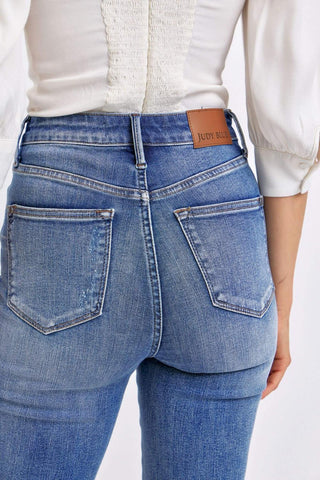 Judy Blue High Waist Tummy Control Contrast Flare Denim Jeans 88855