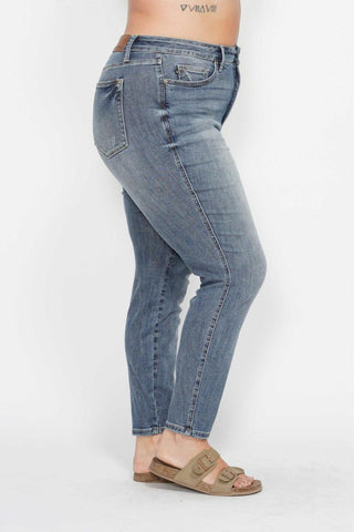 Judy Blue High Waist Tummy Control Contrast Wash Skinny Denim Jeans 88767