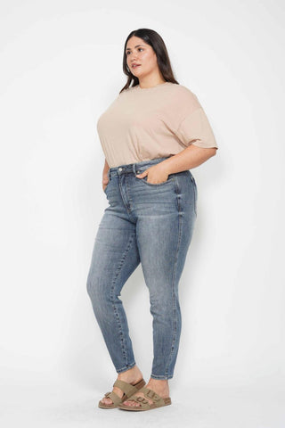 Judy Blue High Waist Tummy Control Contrast Wash Skinny Denim Jeans 88767
