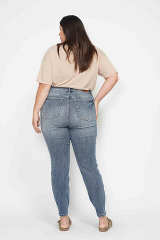 Judy Blue High Waist Tummy Control Contrast Wash Skinny Denim Jeans 88767