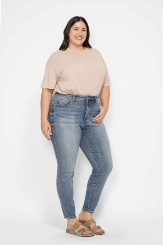 Judy Blue High Waist Tummy Control Contrast Wash Skinny Denim Jeans 88767