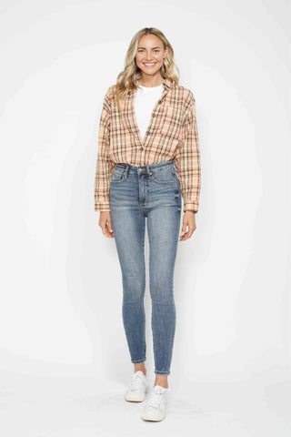 Judy Blue High Waist Tummy Control Contrast Wash Skinny Denim Jeans 88767