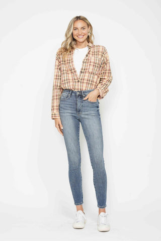 Judy Blue High Waist Tummy Control Contrast Wash Skinny Denim Jeans 88767