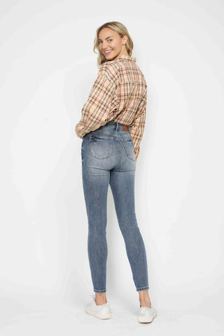 Judy Blue High Waist Tummy Control Contrast Wash Skinny Denim Jeans 88767