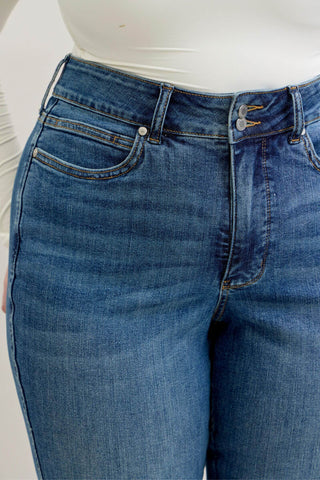 Judy Blue High Waist Tummy Control Double Button Flare Denim Jeans 881018