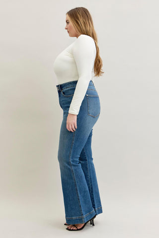 Judy Blue High Waist Tummy Control Double Button Flare Denim Jeans 881018