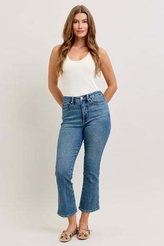 Judy Blue High Waist Tummy Control Kick Flare Denim Jeans 881097