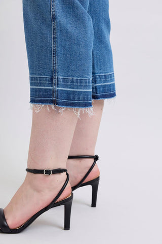 Judy Blue High Waist Tummy Control Release Hem Crop Wide Leg Denim Jeans 88875