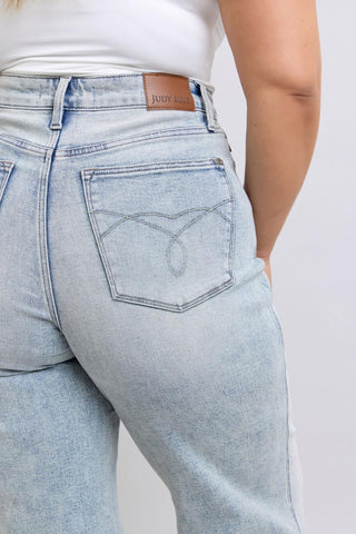 Judy Blue High Waist Tummy Control Retro Wide Leg Denim Jeans 88867