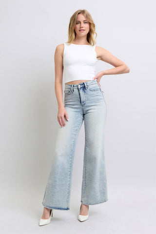 Judy Blue High Waist Tummy Control Retro Wide Leg Denim Jeans 88867