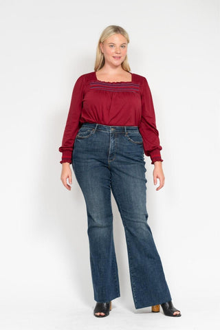 Judy Blue High Waist Tummy Control Shield Back Pocket Flare Denim Jeans 88882