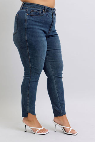 Judy Blue High Waist Tummy Control Step Hem Skinny Denim Jeans 88913