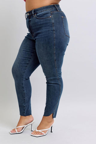 Judy Blue High Waist Tummy Control Step Hem Skinny Denim Jeans 88913