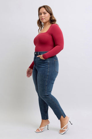 Judy Blue High Waist Tummy Control Step Hem Skinny Denim Jeans 88913