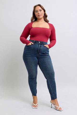 Judy Blue High Waist Tummy Control Step Hem Skinny Denim Jeans 88913
