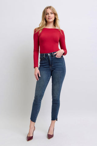 Judy Blue High Waist Tummy Control Step Hem Skinny Denim Jeans 88913