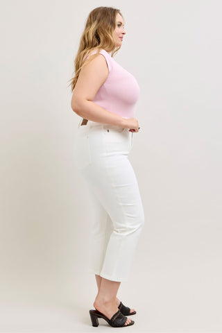 Judy Blue High Waist Tummy Control White Ankle Straight Denim Jeans 881070