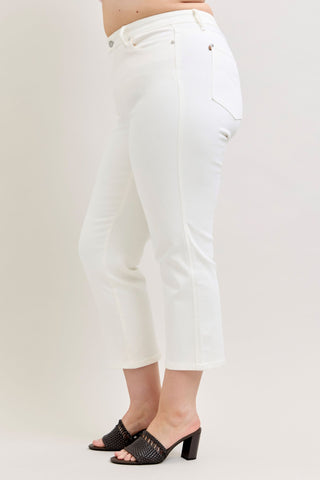 Judy Blue High Waist Tummy Control White Ankle Straight Denim Jeans 881070