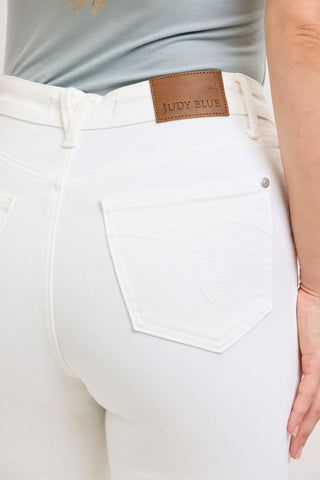 Judy Blue High Waist Tummy Control White Ankle Straight Denim Jeans 881070