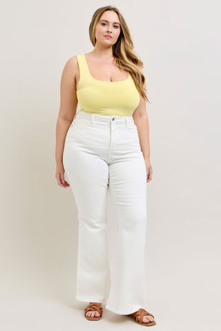 Judy Blue High Waist Tummy Control White Flare Denim Jeans 881081