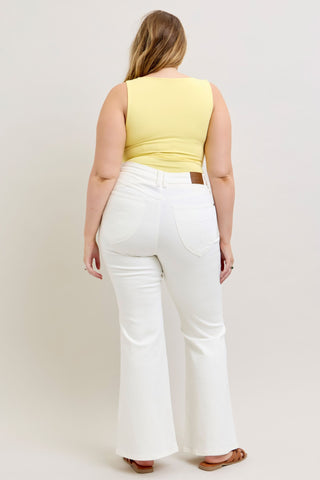 Judy Blue High Waist Tummy Control White Flare Denim Jeans 881081