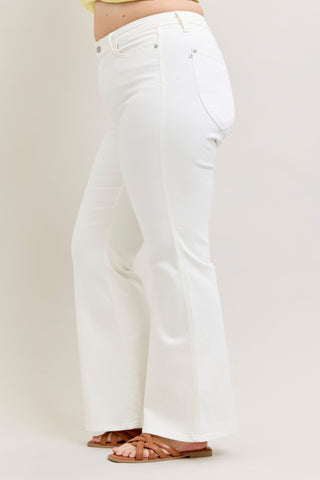Judy Blue High Waist Tummy Control White Flare Denim Jeans 881081