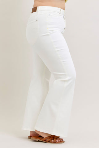Judy Blue High Waist Tummy Control White Flare Denim Jeans 881081