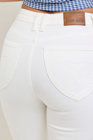 Judy Blue High Waist Tummy Control White Flare Denim Jeans 881081