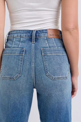 Judy Blue High Waist Utility Pockets Crop Wide Leg Denim Jeans 88904