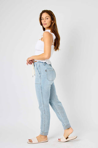 Judy Blue High Waist Vintage Double Cuffed Jogger Denim Jeans 88691