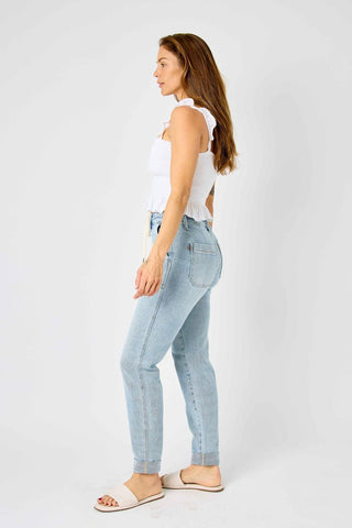 Judy Blue High Waist Vintage Double Cuffed Jogger Denim Jeans 88691