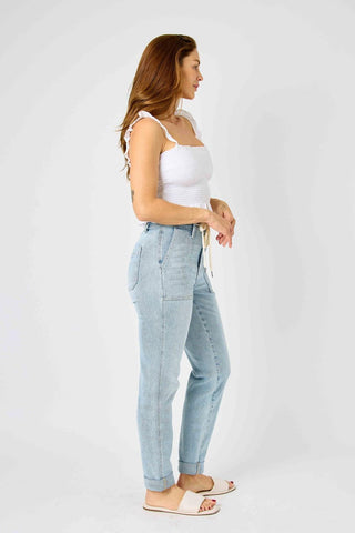 Judy Blue High Waist Vintage Double Cuffed Jogger Denim Jeans 88691