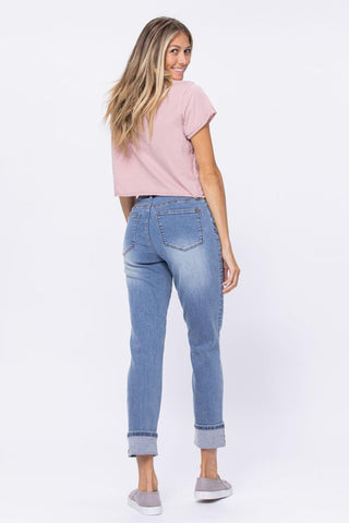 Judy Blue High Waist Vintage Wash Boyfriend Denim Jeans 88337