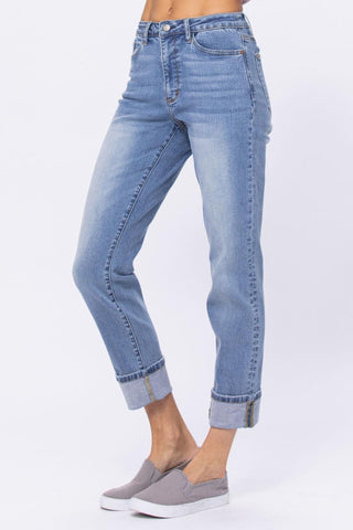 Judy Blue High Waist Vintage Wash Boyfriend Denim Jeans 88337