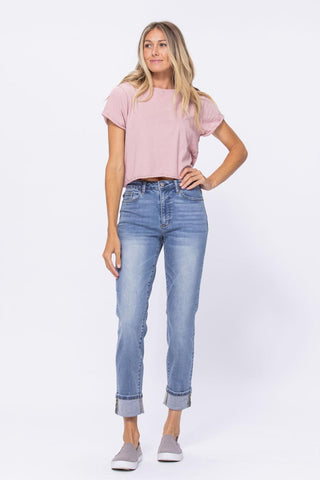 Judy Blue High Waist Vintage Wash Boyfriend Denim Jeans 88337