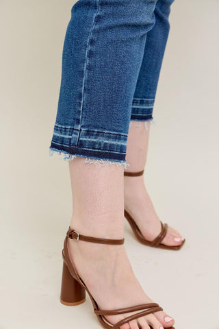 Judy Blue High Waist Vintage Wash Release Hem Kick Flare Denim Jeans 88981