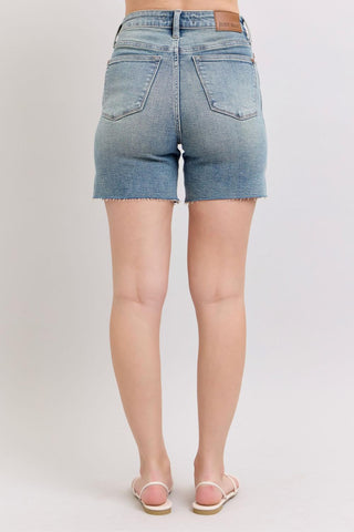 Judy Blue High Waist Vintage Wash Side Slit Denim Short 150296