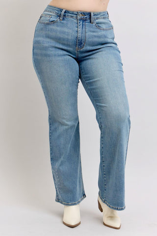 Judy Blue High Waist Western Embroidery Detail Flare Denim Jeans 88606
