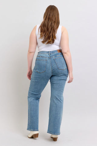Judy Blue High Waist Western Embroidery Detail Flare Denim Jeans 88606