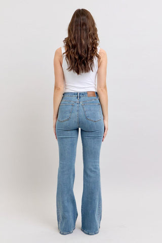 Judy Blue High Waist Western Embroidery Detail Flare Denim Jeans 88606