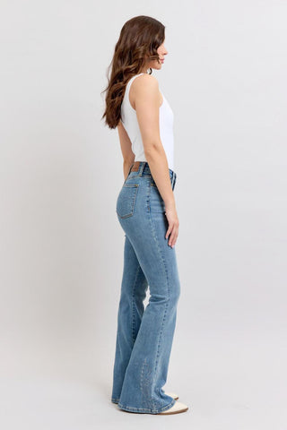 Judy Blue High Waist Western Embroidery Detail Flare Denim Jeans 88606