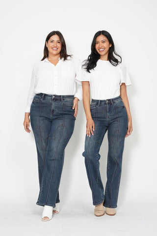 Judy Blue High Waist Western Seam Detail Straight Denim Jeans 88841