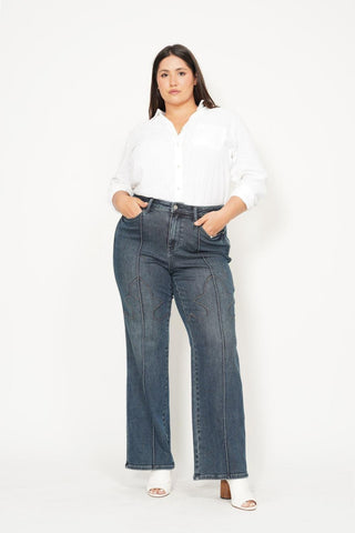 Judy Blue High Waist Western Seam Detail Straight Denim Jeans 88841