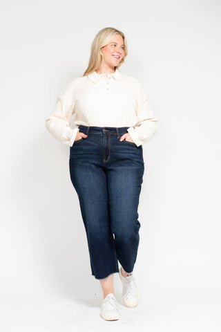 Judy Blue High Waist Wide Leg Crop Denim Jeans 82517