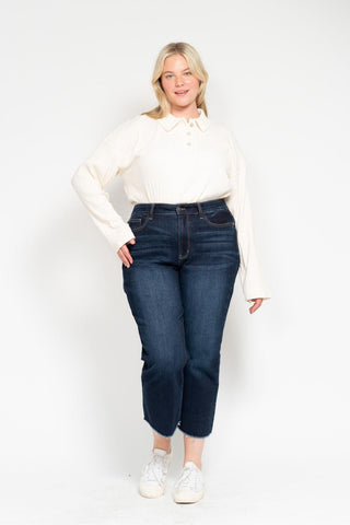 Judy Blue High Waist Wide Leg Crop Denim Jeans 82517